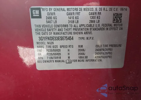 2014 Cadillac Srx Premium Collection z USA, uszkodzony, nr VIN 3GYFNDE33ES675454